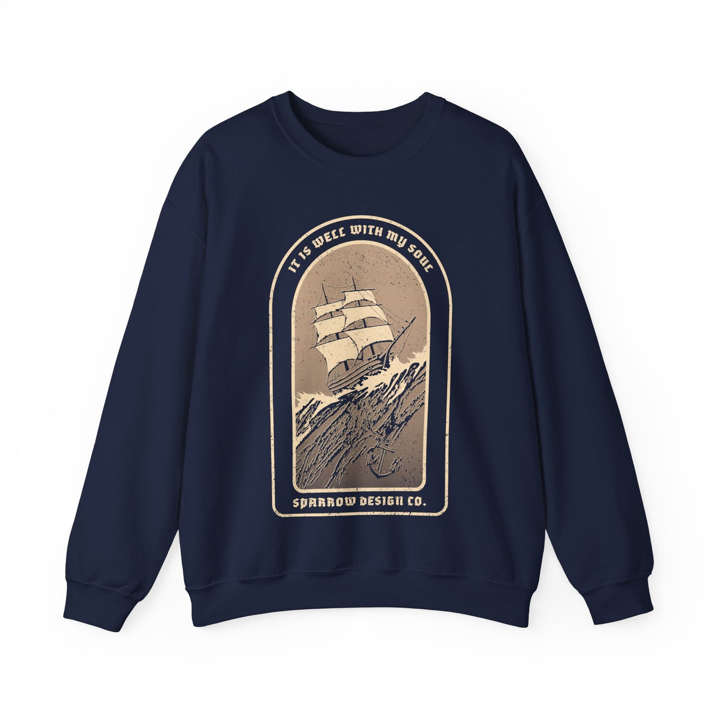 It is Well With My Soul Unisex Crewneck Sweatshirt - Black/Dark Chocolate/Forest Green/Navy