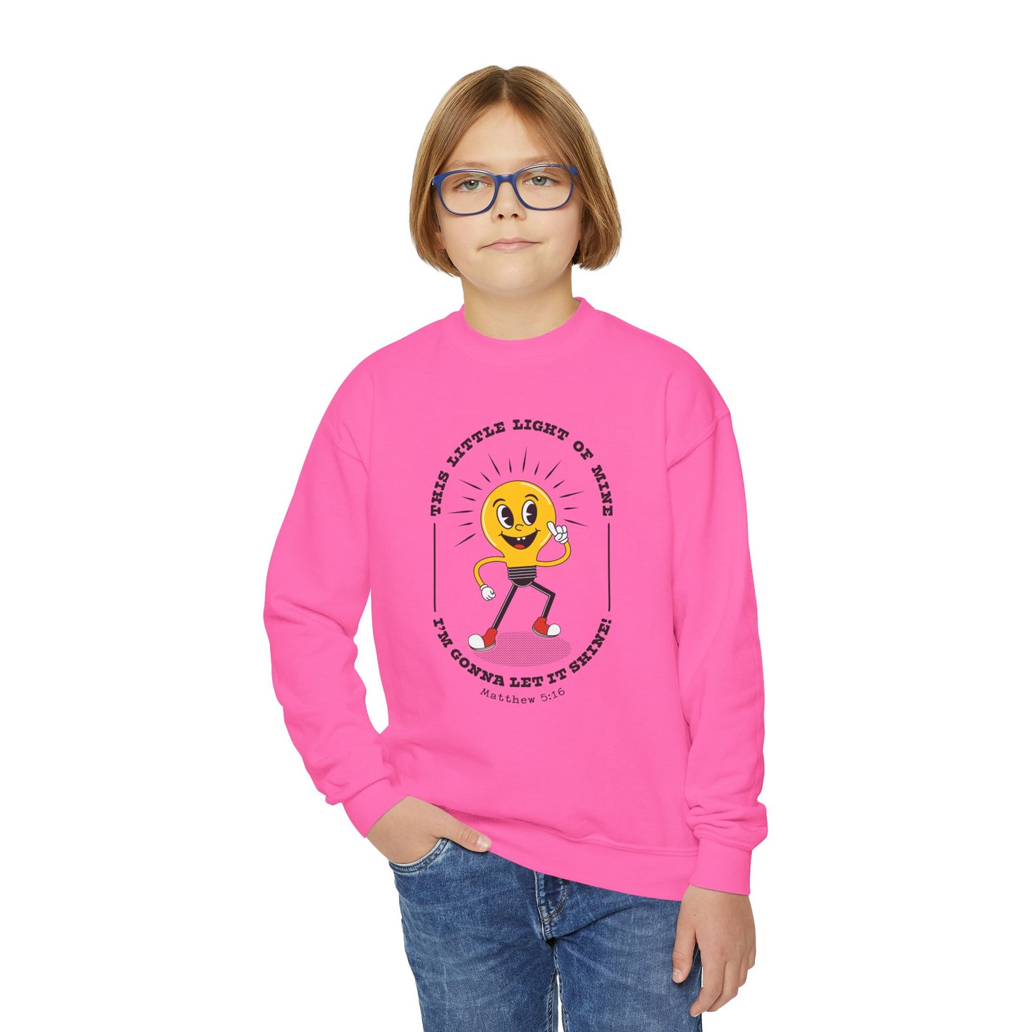 This Little Light of Mine Crewneck Sweatshirt - Gray/Pink