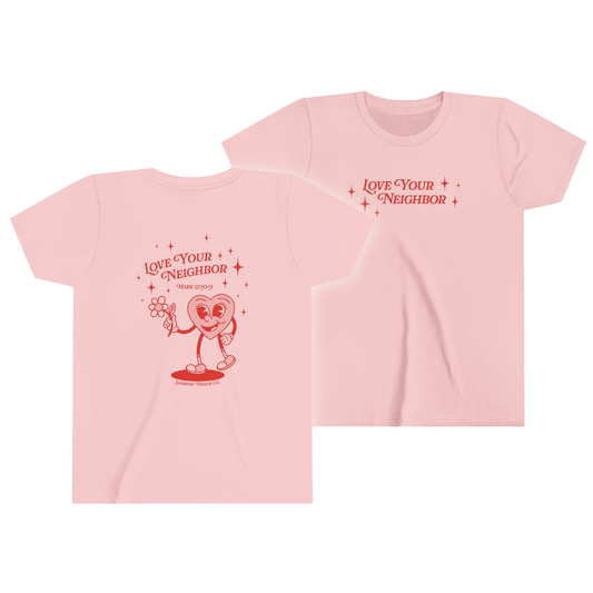 Love Your Neighbor Youth Tee - Pink/Natural